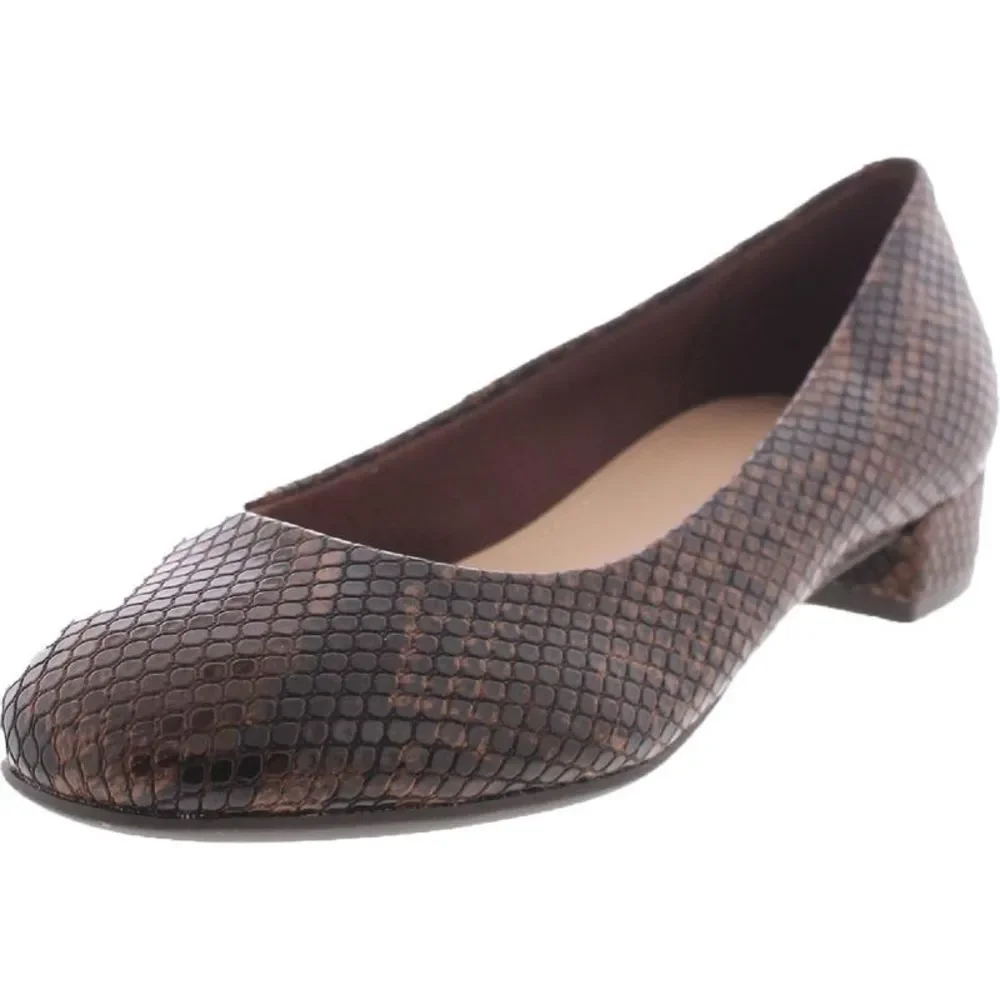 Easy Spirit Womens Bell 3 Brown Patent Crocodile Print Ballet Flats Shoes NWT